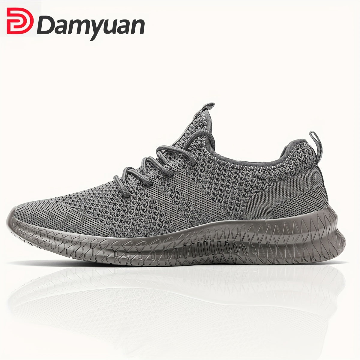 Men's Casual Solid Color Breathable Mesh Shoes, Outdoor Anti-skid Lace-up Walking Sneakers