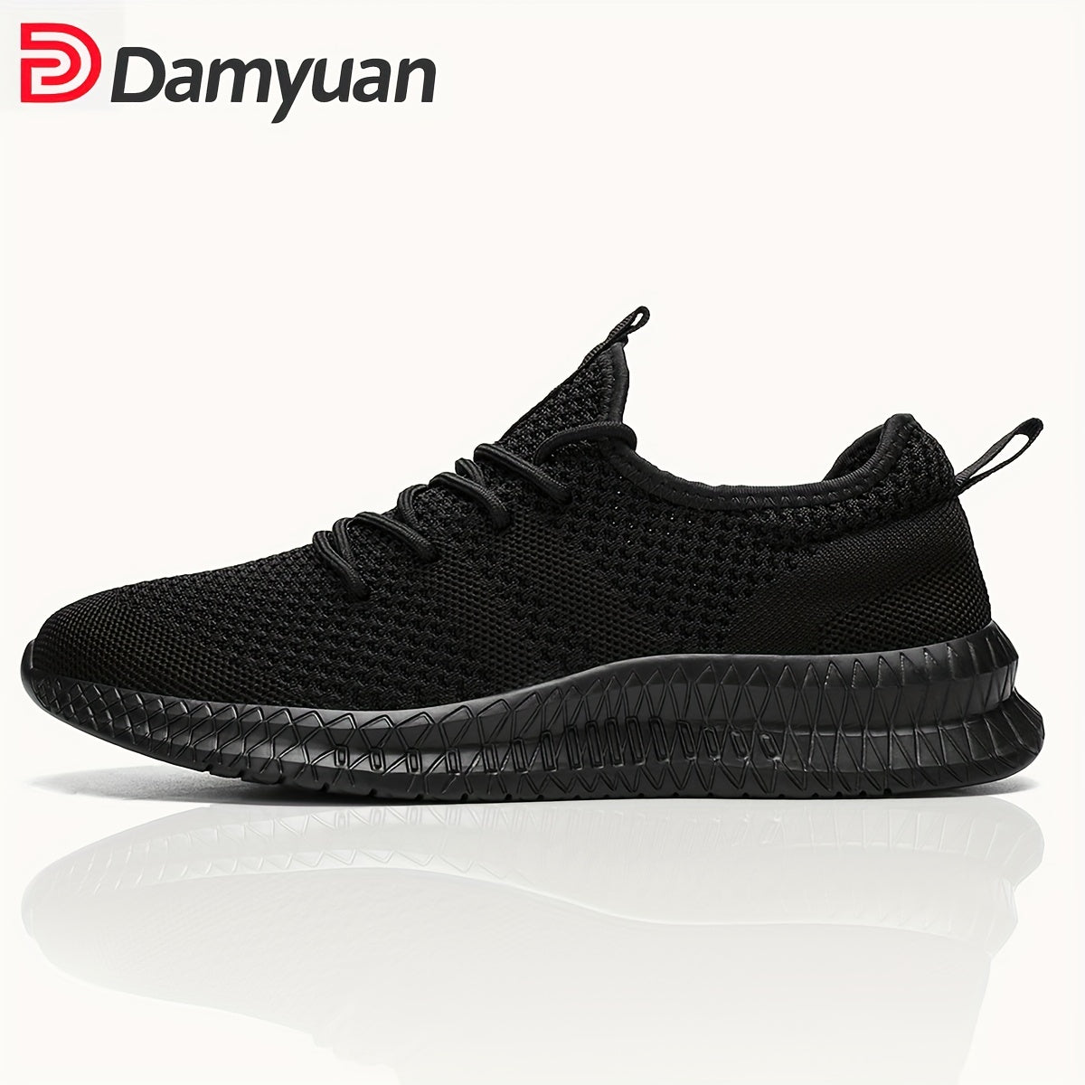 Men's Casual Solid Color Breathable Mesh Shoes, Outdoor Anti-skid Lace-up Walking Sneakers